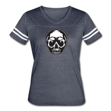 Load image into Gallery viewer, Tattoo Skull Women’s Sport T-Shirt - vintage navy/white