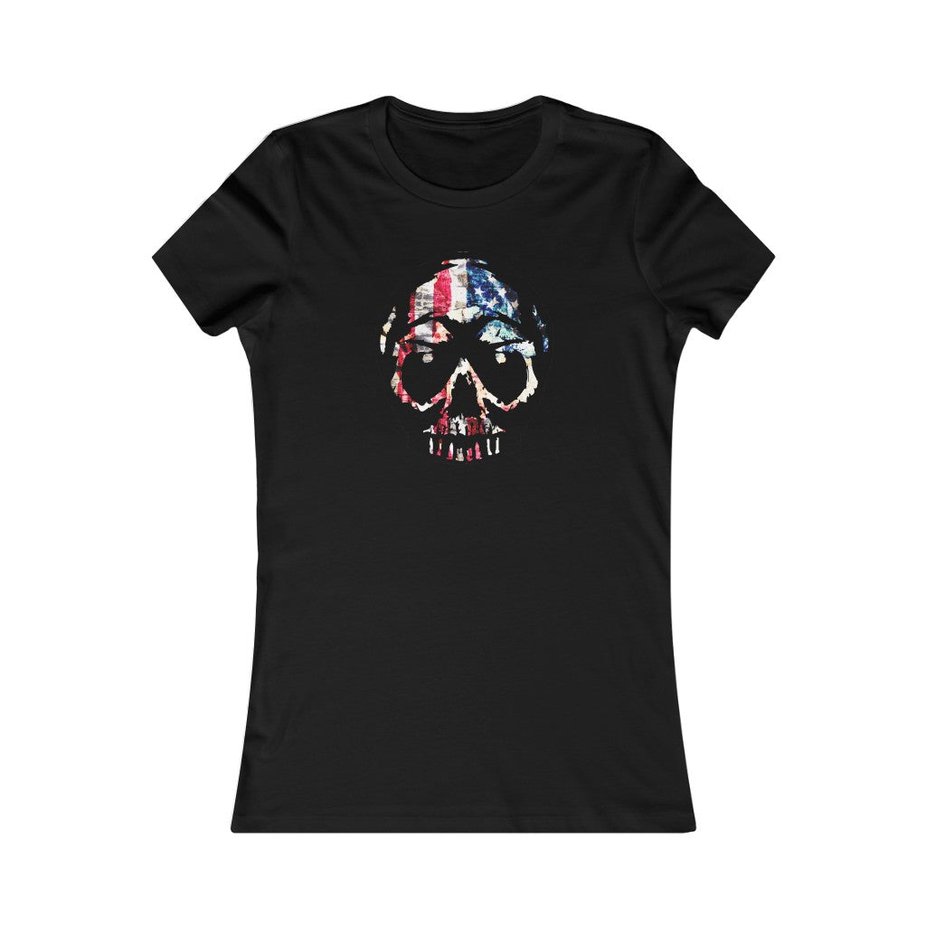 American Flag Skull Women's Tee